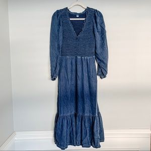 Old Navy Long-Sleeve Smocked Chambray Maxi Dress